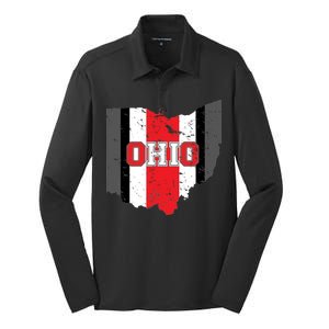 Ohio State Pride Striped Silk Touch Performance Long Sleeve Polo