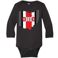 Ohio State Pride Striped Baby Long Sleeve Bodysuit