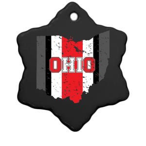 Ohio State Pride Striped Ceramic Star Ornament