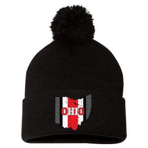 Ohio State Pride Striped Pom Pom 12in Knit Beanie