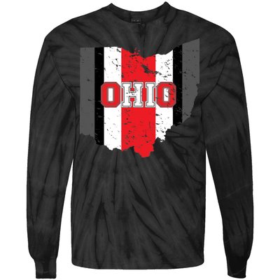 Ohio State Pride Striped Tie-Dye Long Sleeve Shirt