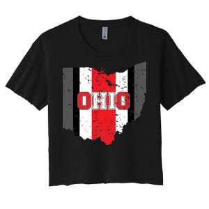 Ohio State Pride Striped Women's Crop Top Tee