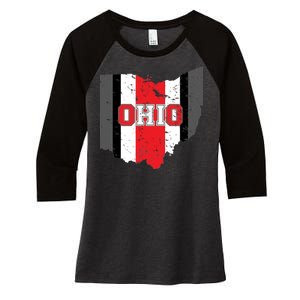 Ohio State Pride Striped Women's Tri-Blend 3/4-Sleeve Raglan Shirt