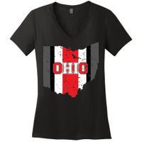 Ohio State Pride Striped Women's V-Neck T-Shirt