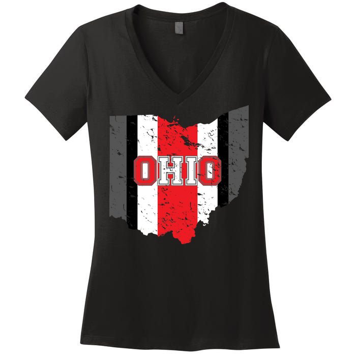 Ohio State Pride Striped Women's V-Neck T-Shirt