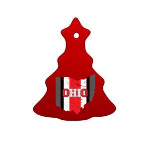 Ohio State Pride Striped Ceramic Tree Ornament