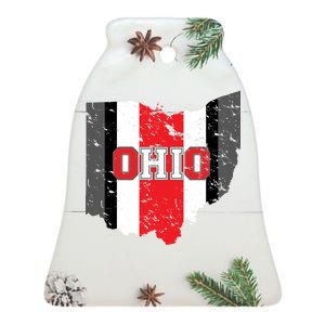 Ohio State Pride Striped Ceramic Bell Ornament