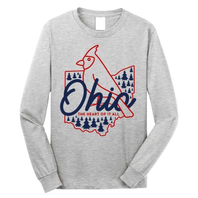 Ohio The Heart Of It All State Bird Cardinal Long Sleeve Shirt