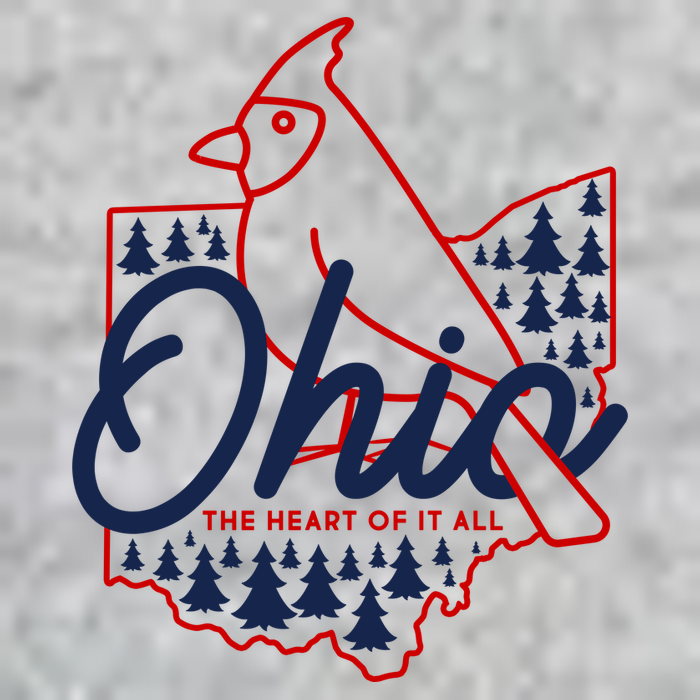 Ohio The Heart Of It All State Bird Cardinal Long Sleeve Shirt