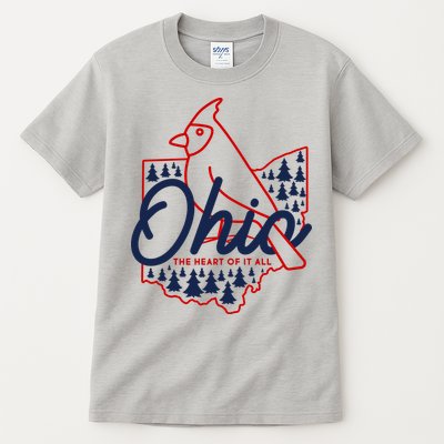 Ohio The Heart Of It All State Bird Cardinal Tall T-Shirt