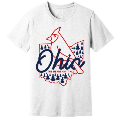 Ohio The Heart Of It All State Bird Cardinal Premium T-Shirt