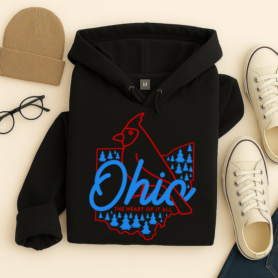 Ohio The Heart Of It All State Bird Cardinal Hoodie