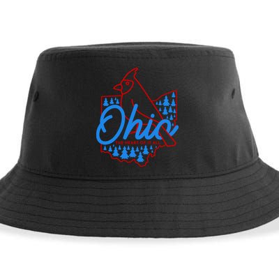 Ohio The Heart Of It All State Bird Cardinal Sustainable Bucket Hat
