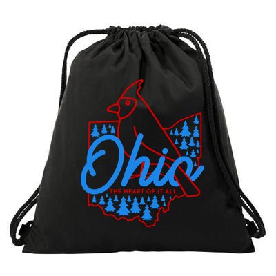 Ohio The Heart Of It All State Bird Cardinal Drawstring Bag