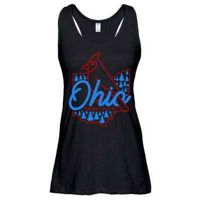 Ohio The Heart Of It All State Bird Cardinal Ladies Essential Flowy Tank