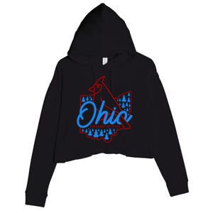 Ohio The Heart Of It All State Bird Cardinal Crop Fleece Hoodie