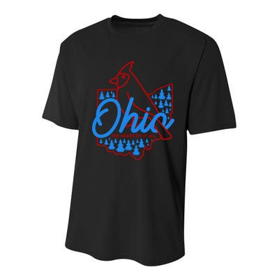 Ohio The Heart Of It All State Bird Cardinal Youth Performance Sprint T-Shirt