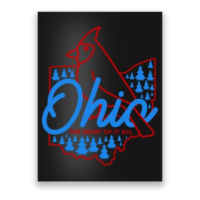 Ohio The Heart Of It All State Bird Cardinal Poster