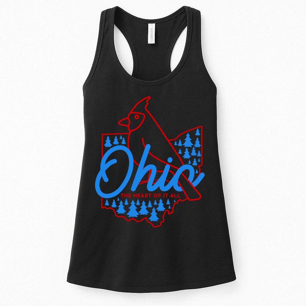 Ohio The Heart Of It All State Bird Cardinal Womens Tank Top