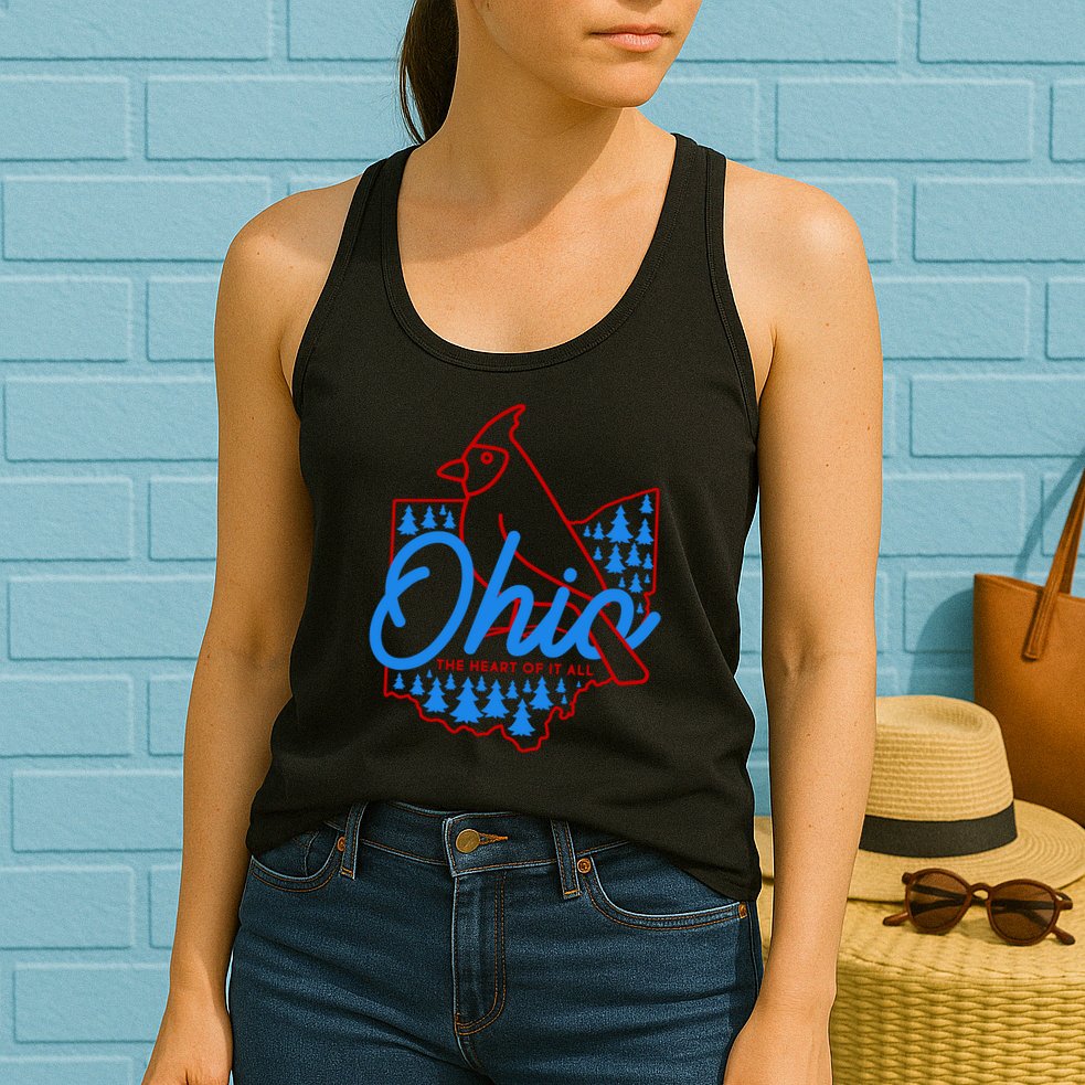 Ohio The Heart Of It All State Bird Cardinal Womens Tank Top