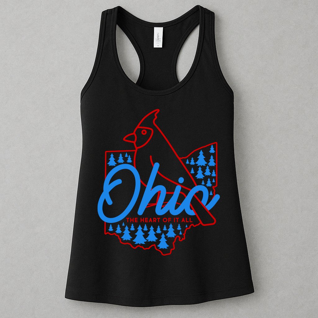 Ohio The Heart Of It All State Bird Cardinal Womens Tank Top