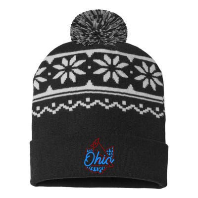 Ohio The Heart Of It All State Bird Cardinal USA-Made Snowflake Beanie