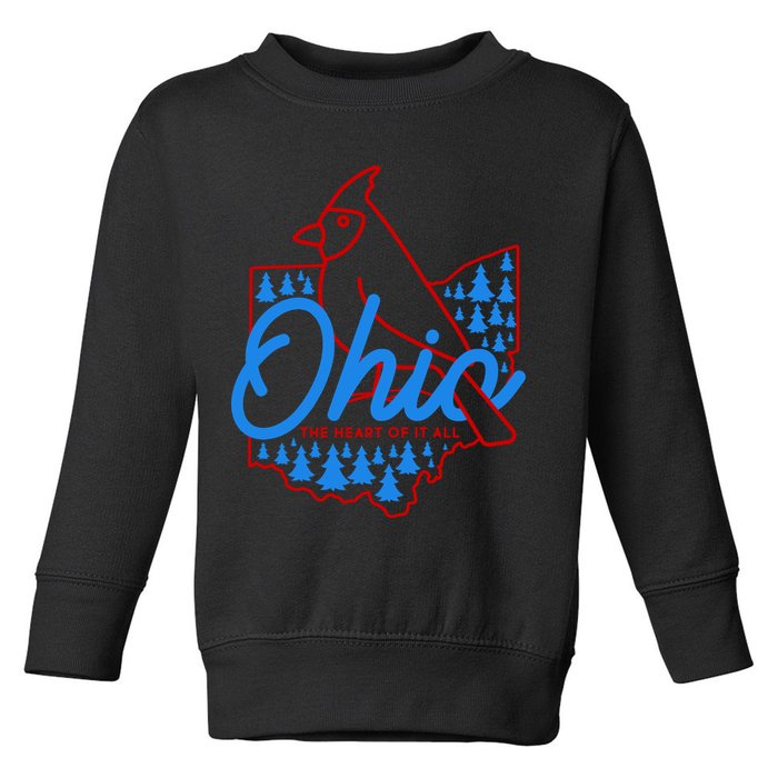 Ohio The Heart Of It All State Bird Cardinal Toddler Sweatshirt