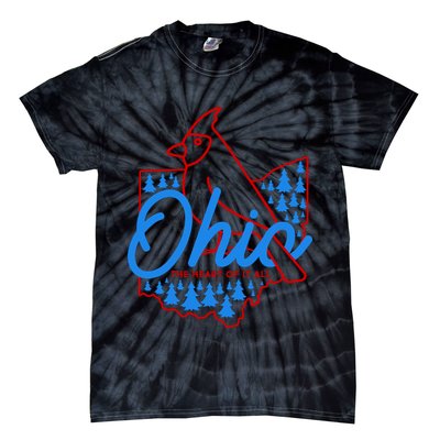 Ohio The Heart Of It All State Bird Cardinal Tie-Dye T-Shirt