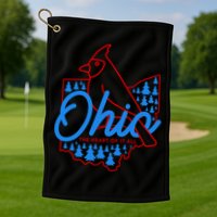 Ohio The Heart Of It All State Bird Cardinal Golf Towel
