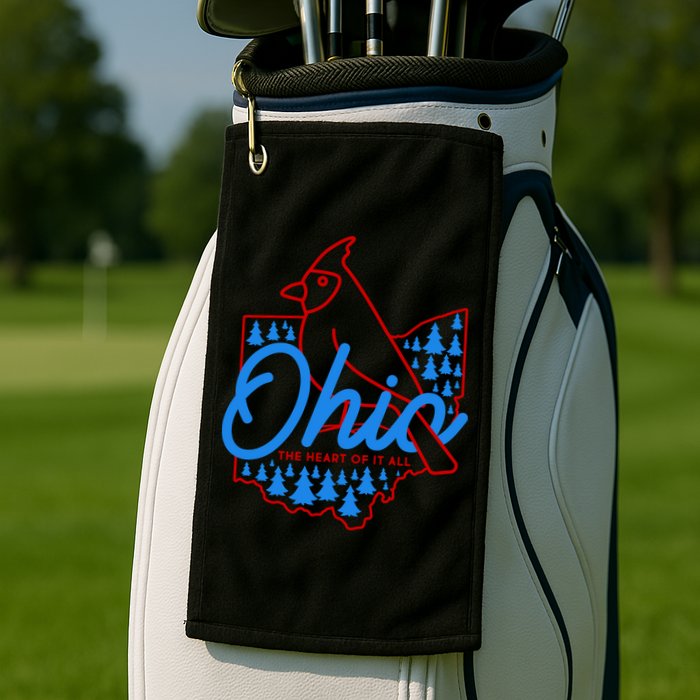 Ohio The Heart Of It All State Bird Cardinal Golf Towel