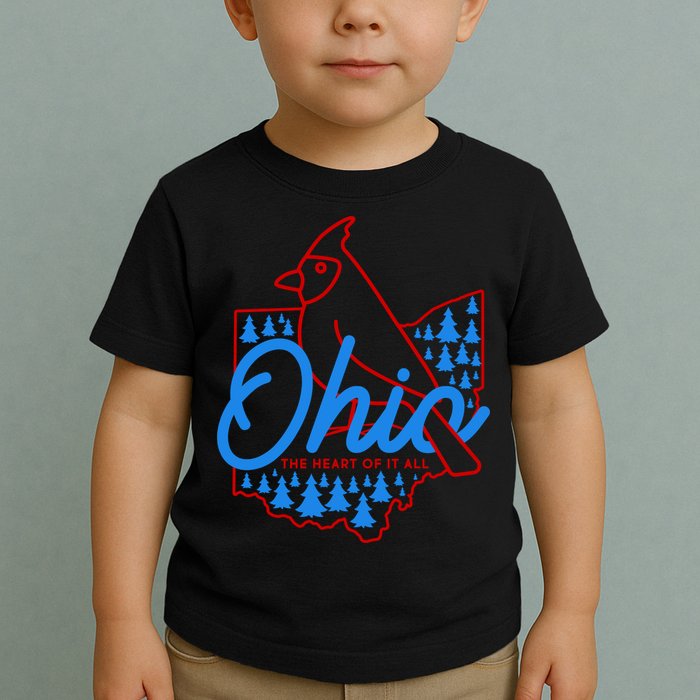 Ohio The Heart Of It All State Bird Cardinal Toddler T-Shirt