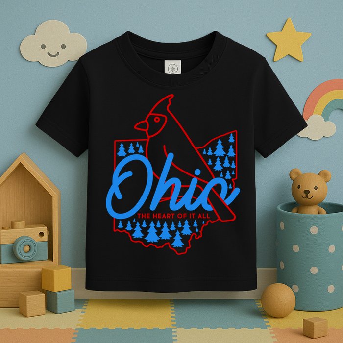 Ohio The Heart Of It All State Bird Cardinal Toddler T-Shirt