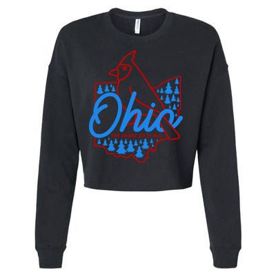 Ohio The Heart Of It All State Bird Cardinal Cropped Pullover Crew