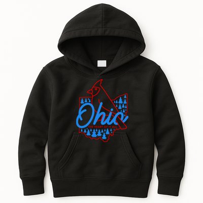 Ohio The Heart Of It All State Bird Cardinal Kids Hoodie