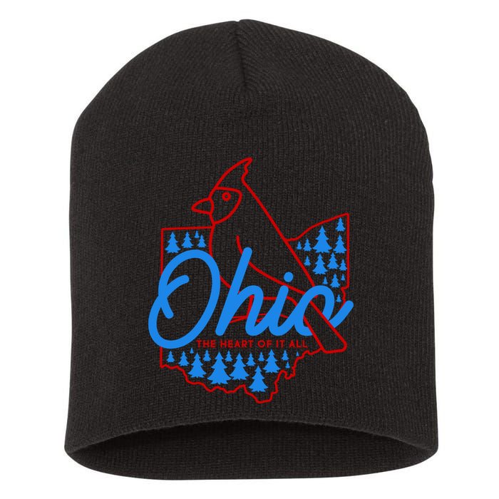 Ohio The Heart Of It All State Bird Cardinal Short Acrylic Beanie