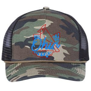 Ohio The Heart Of It All State Bird Cardinal Retro Rope Trucker Hat Cap