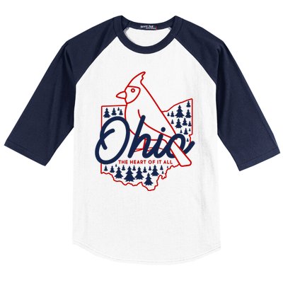 Ohio The Heart Of It All State Bird Cardinal Baseball Sleeve Shirt