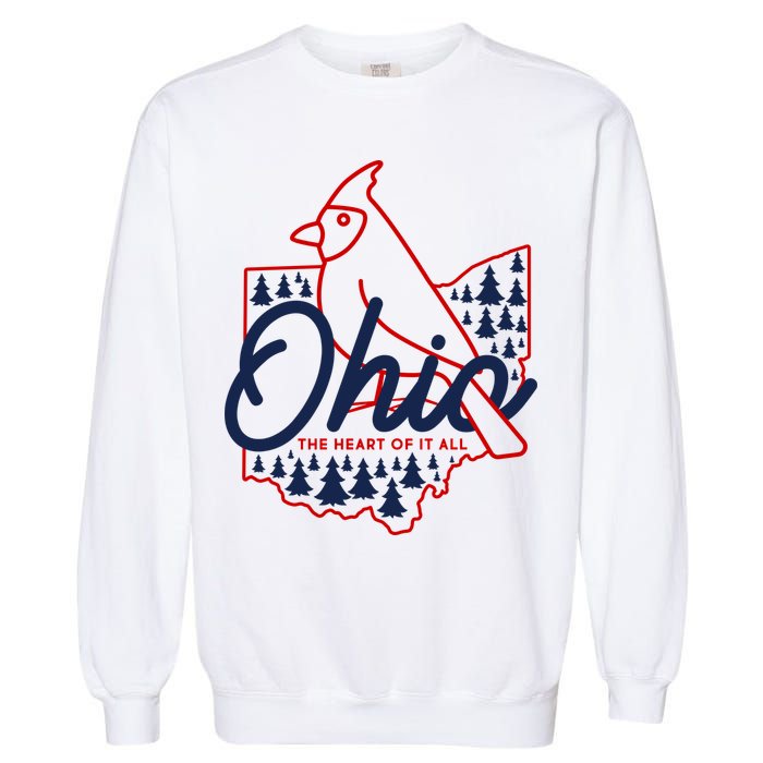 Ohio The Heart Of It All State Bird Cardinal Garment-Dyed Sweatshirt