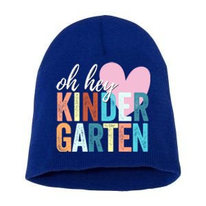 Oh Hey Kindergarten Back To School Students Teacher Retro Funny Gift Short Acrylic Beanie