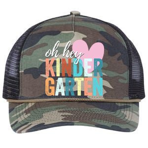 Oh Hey Kindergarten Back To School Students Teacher Retro Funny Gift Retro Rope Trucker Hat Cap