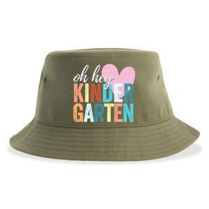 Oh Hey Kindergarten Back To School Students Teacher Retro Funny Gift Sustainable Bucket Hat