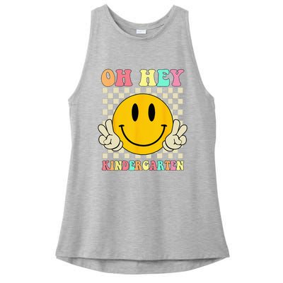 Oh Hey Kindergarten Hippie Smile Face Retro Back To School Ladies PosiCharge Tri-Blend Wicking Tank