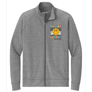 Oh Hey Kindergarten Teachers Kids Retro Smile Back To School Stretch Full-Zip Cadet Jacket