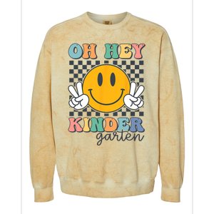 Oh Hey Kindergarten Teachers Kids Retro Smile Back To School Colorblast Crewneck Sweatshirt