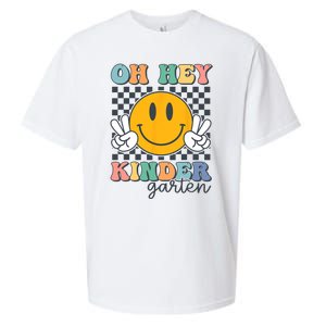 Oh Hey Kindergarten Teachers Kids Retro Smile Back To School Sueded Cloud Jersey T-Shirt