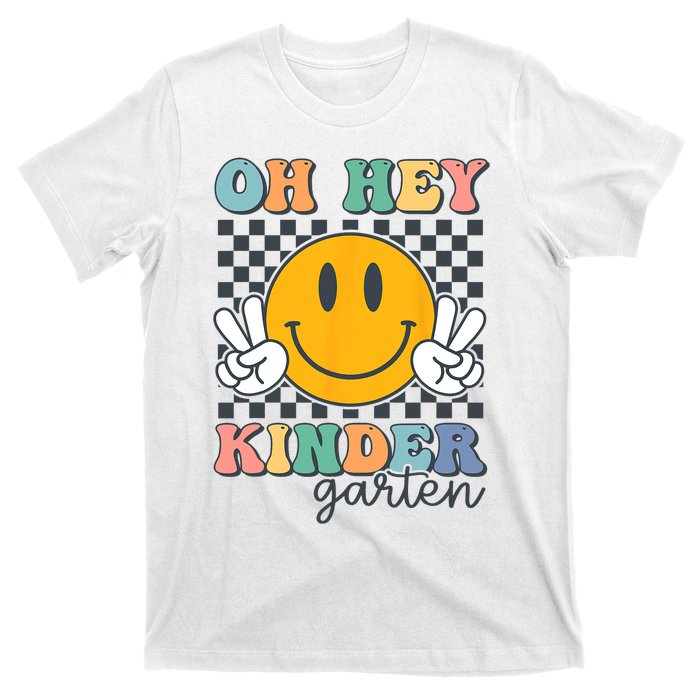 Oh Hey Kindergarten Teachers Kids Retro Smile Back To School T-Shirt