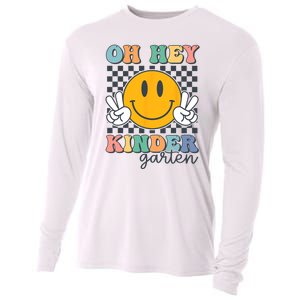 Oh Hey Kindergarten Teachers Kids Retro Smile Back To School Cooling Performance Long Sleeve Crew