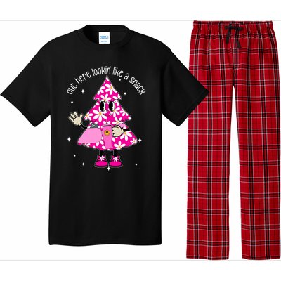 Out Here Lookin Like A Snack Funny Christmas Pink Tree Gift Pajama Set