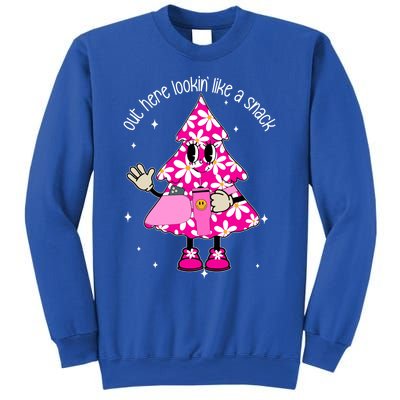 Out Here Lookin Like A Snack Funny Christmas Pink Tree Gift Sweatshirt