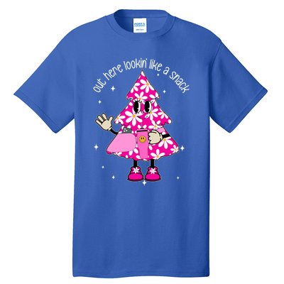 Out Here Lookin Like A Snack Funny Christmas Pink Tree Gift Tall T-Shirt